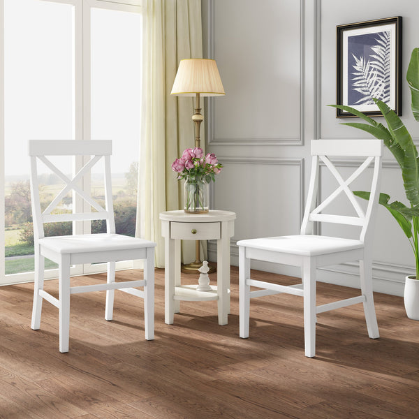 English Elm Christopher Knight Home® - Roshan Farmhouse Acacia Wood Dining Chairs Set Of 2 – Rustic White Comfort For Your Dining Space 62888.00WHI