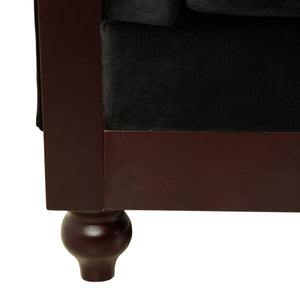 English Elm Christopher Knight Home® - VIVALUX Chesterfield Velvet Loveseat Sofa with Rolled Arms Tufted Buttons Plush 2-Seater Comfort 59.4" Black N762P178705B