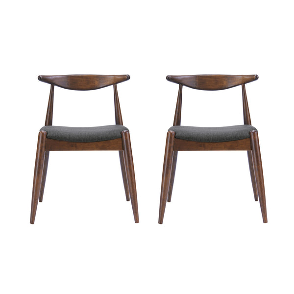 English Elm [video] 5-piece Mid-century Rubberwood Dining Set with Upholstered Chairs for Family Meals Charcoal,Walnut N759S002011F
