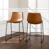 English Elm Walker Edison - Industrial Faux Leather Counter Stools, Set Of 2 - Grey