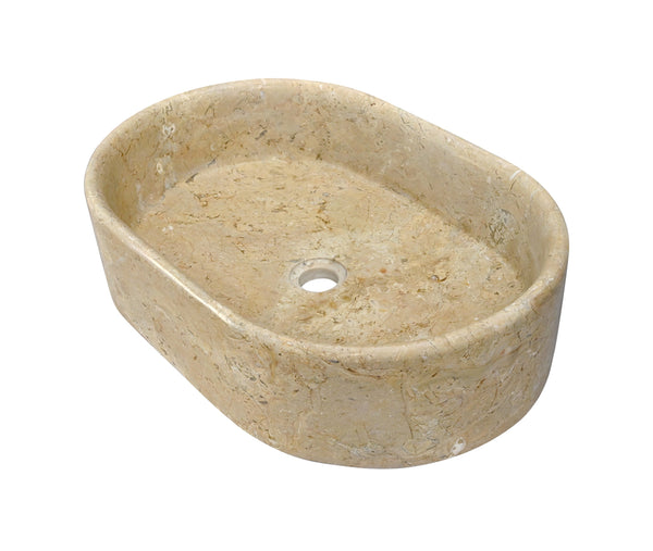 English Elm Gold Marble Vessel Sink - Luxurious Natural Stone With Warm Veining, Polished Finish, 23.6X15.7 Inches W1696P333272