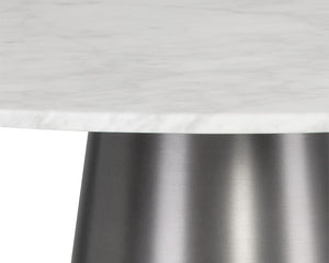 Sunpan Damon Bar Table - Stunning White Marble Top with Elegant Tapered Design for Modern Dining Spaces Gunmetal