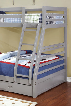 English Elm Modern Twin-Over-Full Bunk Bed with Angled Ladder, Solid Hardwood Frame and Patented Lock Joint Gray 58 L x 34 W x 8 H B2741S00342