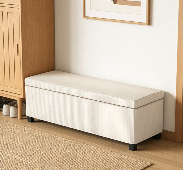 English Elm Spascious Corduroy Storage Bench with Hidden Compartment for Bedroom or Entryway T3971P431243