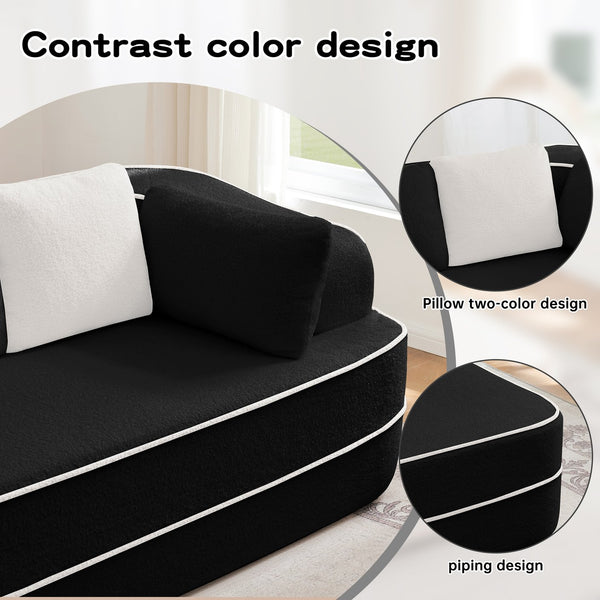 English Elm 106" Teddy Fabric L-Shaped Sectional Sofa - Fluffy Comfy Couch With No Assembly, Modern Design For Living Room W714S01425