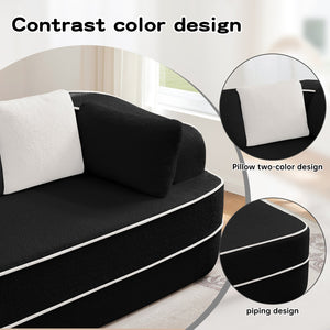 English Elm 106" Teddy Fabric Sofa - Plush L-Shaped Chaise, No Assembly, High-Density Comfort For Modern Living Rooms W714S01426