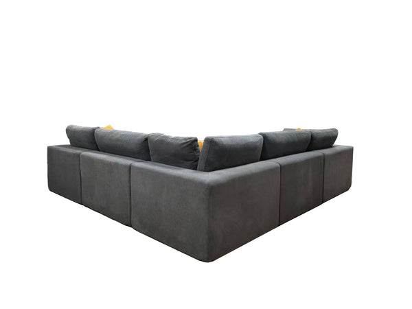 English Elm Coffee Bean Basket Weave Modular Sectional Foam Compressed with Toss Pillows Included Light Gray B2748S00069