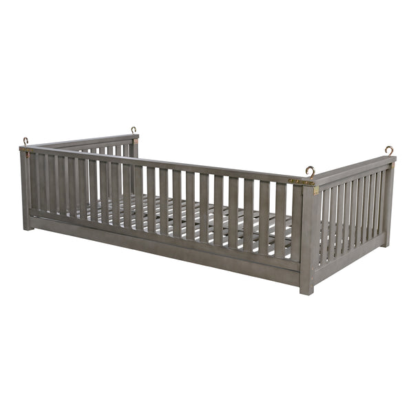 English Elm Topmax Acacia Wood Porch Swing Bed Sloped Frame Outdoor Lounger for Backyard Patio Gray WF319383AAE