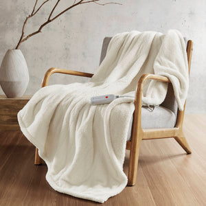 English Elm 1 Pcs Dream Soft Heated Throw Blanket - Plush Ivory, Cozy Warmth For Home Comfort & Style B035P319628