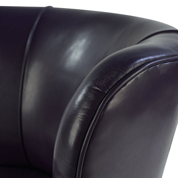 English Elm 25.6 Inch Pu Leather Barrel Club Chair with Rivet Trim and Wood Legs for Any Room W5325P458035
