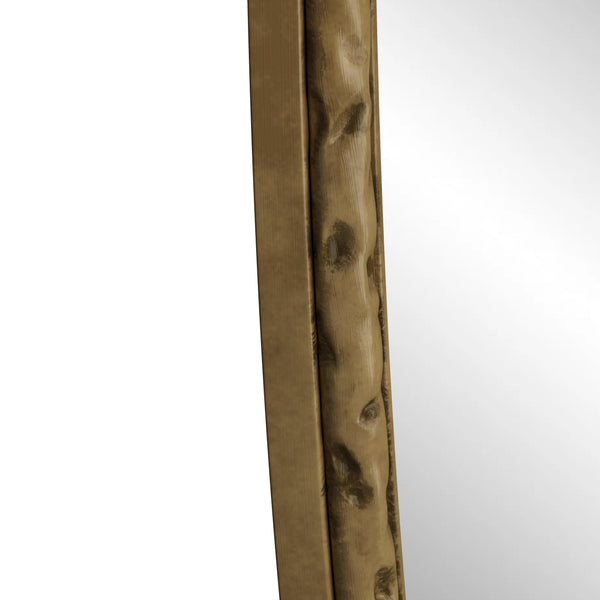 English Elm Iron Oval Retro Mirror with Antique Iron Frame, Elegant Wall Hanging for Bathroom Bedroom Living Room Gold W757P251824