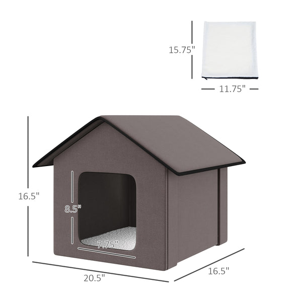 English Elm Pawhut Insulated Heated Cat Shelter Waterproof Cabin with Berber Fleece Pad Two Exits W2225P249717