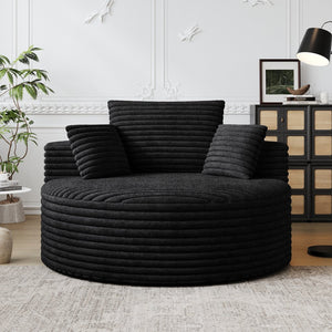 English Elm 50''L Plush Corduroy Sponge Single Sofa Bed with No Assembly, Fluffy Modern Sleeper for Living Areas Black W834P337428
