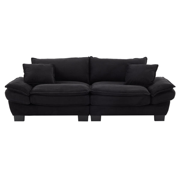 English Elm Corduroy Stylish Sleeper Sofa Loveseat with Dual-Layer Cushions & Two Support Pillows, Sturdy Frame Black W676P184130