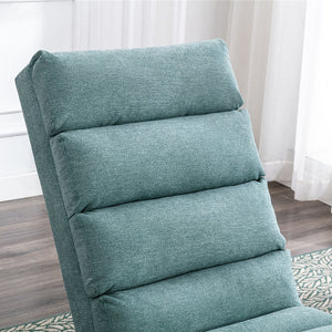 English Elm Linen Ergonomic Massage Chaise Lounge with Remote Control, 140° Recline, Heavy-Duty Frame, 5 Modes Teal W39539623