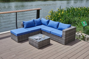 English Elm Patio Sofa With All-Weather Cushions For Stylish Outdoor Relaxation And Entertaining Spaces B205S00063-GIGA