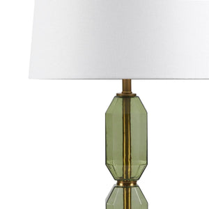 English Elm Faceted Glass Table Lamp with Gold Accents, Sculpted Faceted Base, 26.5"H Statement Lighting Green 17.25 L x 16 W x 16 H B035P264525