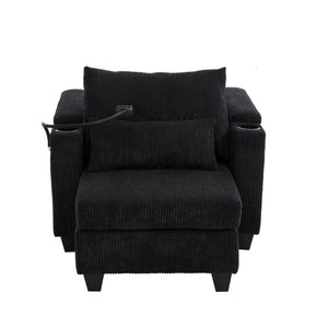 English Elm Convertible Chaise Lounge With Usb Ports, Cup Holders & Storage – Stylish Multi-Functional Sofa Chair N719S002021B