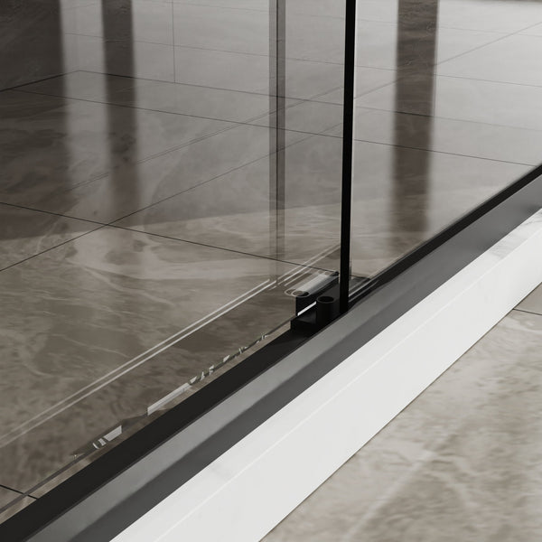 English Elm Goodyo Double Sliding Glass Shower Door - 60" W X 72" H, Matte Black Aluminum Frame & Tempered Glass D163107683