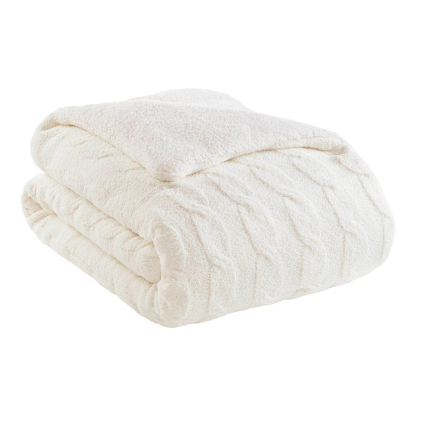 English Elm 2 Pieces Twin Waffle Knit Chenille Comforter Set with Plush Sherpa Reversible Cozy Bedding Ensemble Ivory 20.47 L x 11.42 W x 9.84 H B035P381299