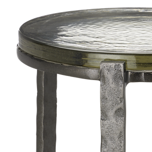 Acea Gold Drinks Table - Handcrafted Cast Aluminum & Glass for Modern Elegance in Any Space