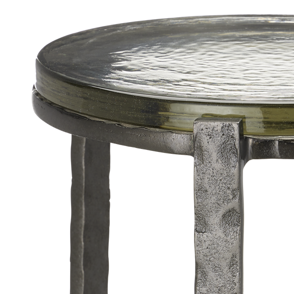 Acea Gold Drinks Table - Handcrafted Cast Aluminum & Glass for Modern Elegance in Any Space