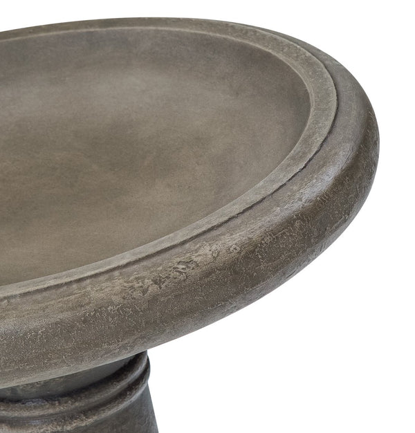 English Elm Polyresin Pedestal Birdbath Antique Gray Stone Look Outdoor Garden Accent 25 Inch N772P450049G