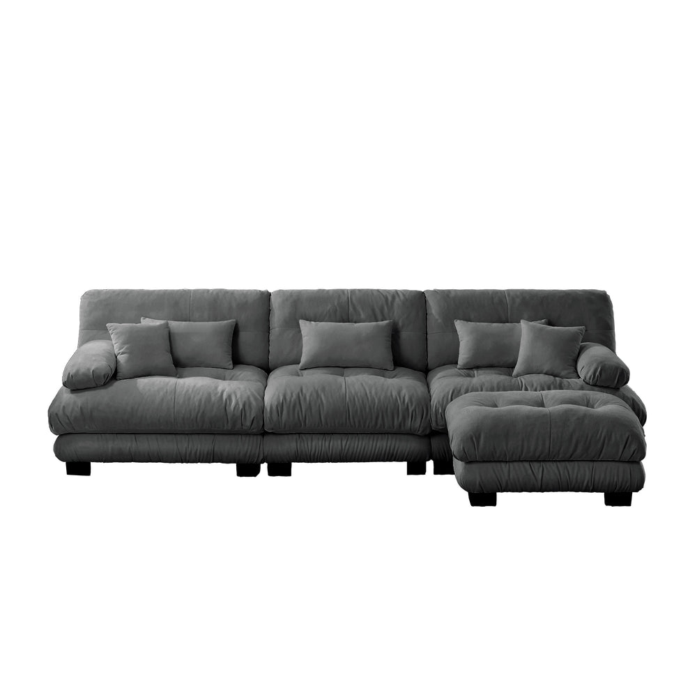 English Elm Luxury Modular Sectional Sofa - Oversized Chenille Gray Couch With Deep Seating & Convertible Ottoman W714S01020