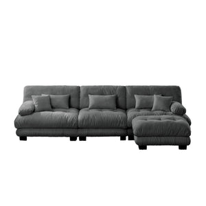 English Elm Luxury Modular Sectional Sofa - Oversized Chenille Gray Couch With Deep Seating & Convertible Ottoman W714S01020