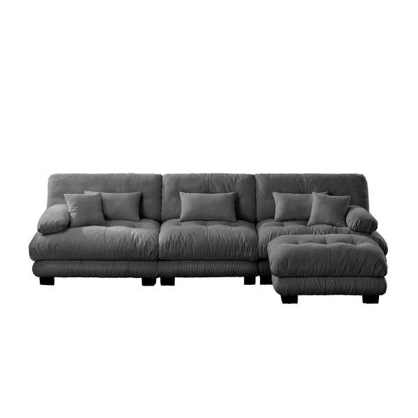 English Elm Luxury Modular Sectional Sofa - Oversized Chenille Gray Couch With Deep Seating & Convertible Ottoman W714S01020