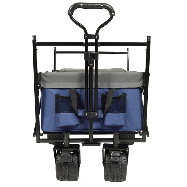 English Elm 480lbs Folding Utility Wagon with Canopy All-terrain Wheels Steel Frame Outdoor Hauler W2932P326773
