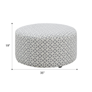 English Elm Wallace & Bay - Gray Round Ottoman — Contemporary Gray Lattice Accent Pouf with Engineered Wood Frame, 35" Square, Easy Care B2709P212485