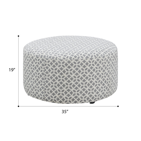English Elm Wallace & Bay - Gray Round Ottoman — Contemporary Gray Lattice Accent Pouf with Engineered Wood Frame, 35" Square, Easy Care B2709P212485