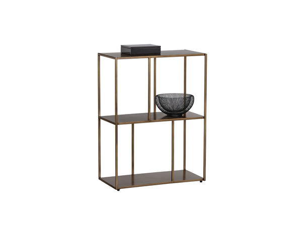 Sunpan Eiffel Low Bookcase - Stylish Iron Design with Anti-Tipping Kit for Modern Living and Office Spaces Small - 23.75W x 12D x 31H