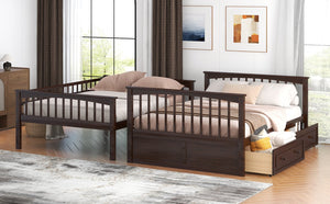 English Elm Full Over Bunk Bed Convertible Pine Frame with Storage Drawers for Kids Rooms Espresso GX000241AAP
