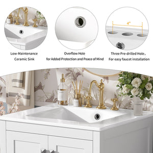 English Elm 48-Inch Modern Bathroom Vanity with Dual Ceramic Sinks, Ample Soft-Close Storage and Stylish Design White N729P000009K