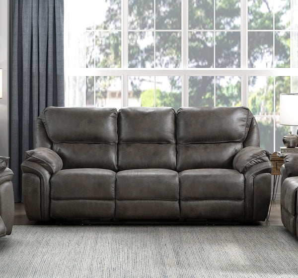 English Elm Plush Microfiber Power Reclining Sofa with Usb Port and Solid Wood Frame B011P230401