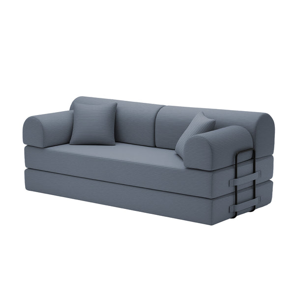 English Elm Convertible Corduroy Floor Sofa Folds Flat as Sleeper Daybed for Studio Living Dark Gray W5532P438823