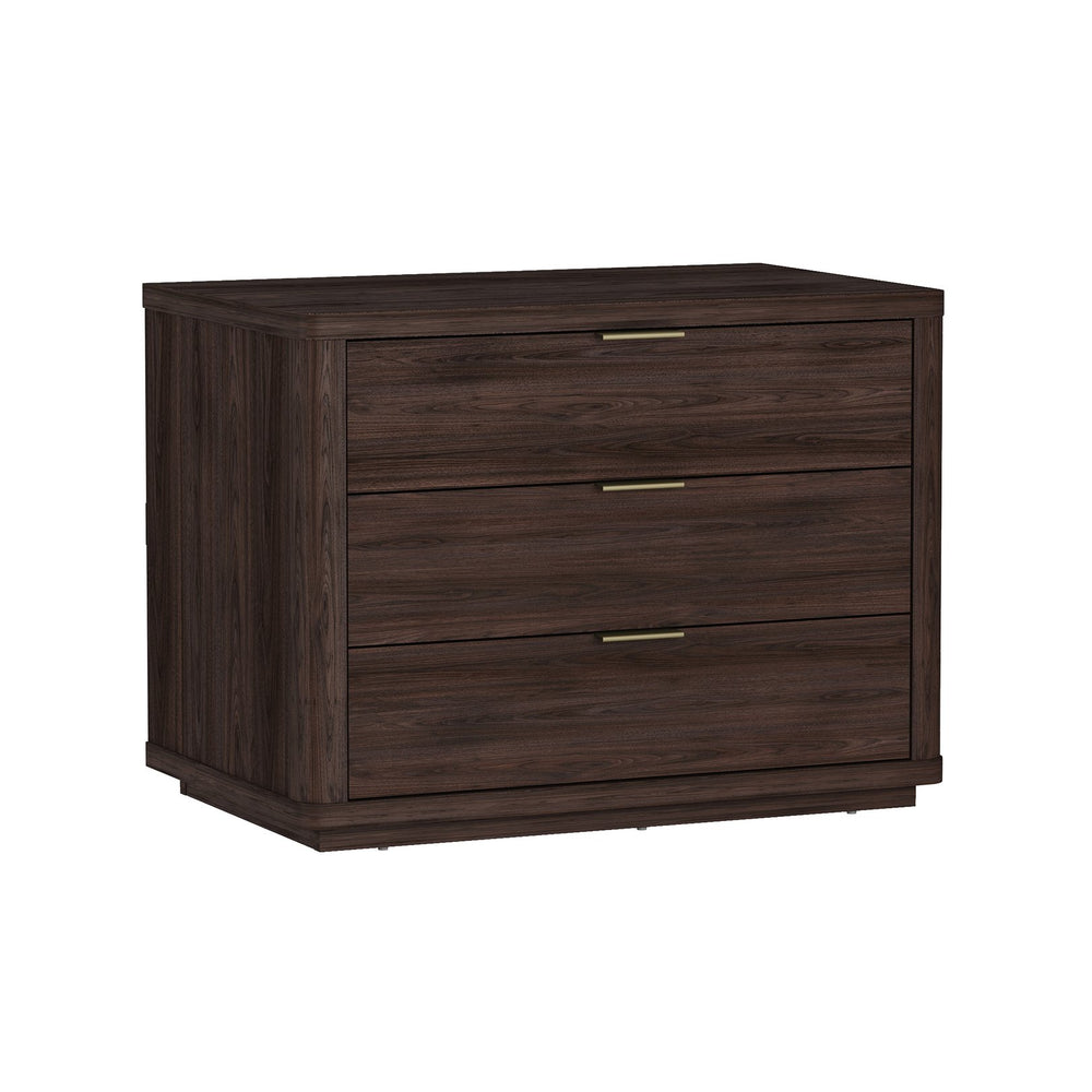 English Elm Evelyn 32" Brown Nightstand - Modern 3-Drawer Design For Stylish Bedroom Storage & Organization B365P398537
