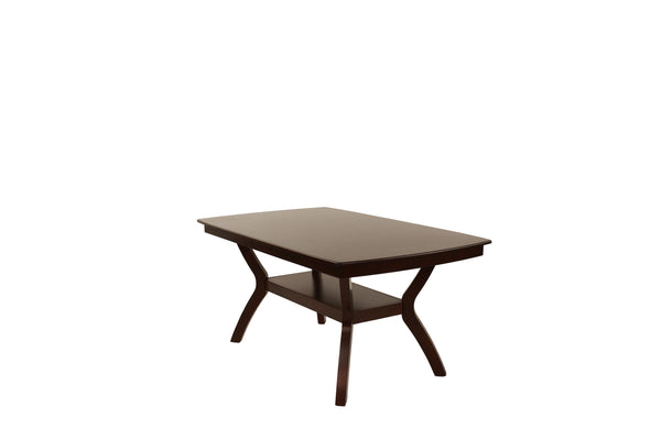 English Elm Formal Counter Height Dining Table Set with Open Shelf and Four Upholstered Side Chairs, Solidwood Finish for Contemporary Gatherings Espresso 69 L x 45 W x 8 H B011S01096