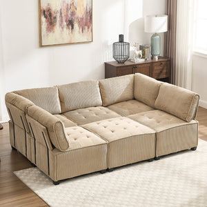 English Elm United We Win U-Shaped Modular Sectional Sofa - Cozy 6-Seat Couch With Reversible Chaise & Pet-Friendly Design W1568S00155-GIGA