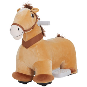 English Elm Qaba Battery Powered Toddler Ride on Pony with Music Soft Touch Foam Seat Pu Wheels Brown W2225P249818