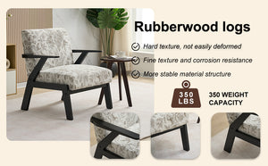 English Elm Mid-Century Lounge Armchair with Cushion, Beige+Grey Polyester, Ergonomic Design, 350lbs Capacity W2989P339876