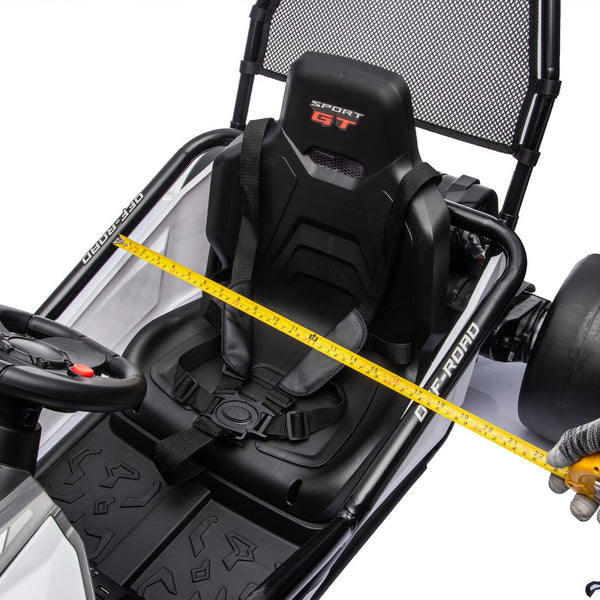 English Elm 24v Dual Motor Kids Go Kart with Drift Mode Roll Cage and Rear Suspension Ages 6 to 12 W1578P454061