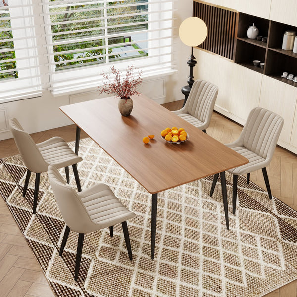English Elm Set of 2 Armless Pu Leather Dining Chairs Cushioned Seat Brushed Metal Legs Modern Cream W3316P426928