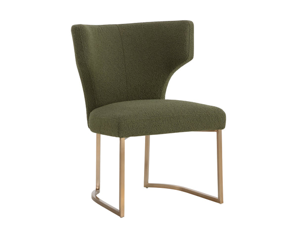 Sunpan Willowdale Dining Chair - Elegant Copenhagen Olive Fabric & Gold Stainless Steel for Sophisticated Style
