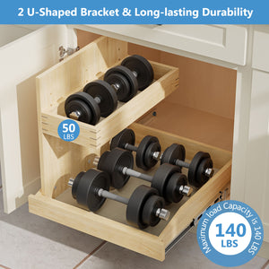 English Elm Under Sink Pull Out Organizer Birch Oak Wood Two Tier Soft Close Kitchen Bath T3210P277245