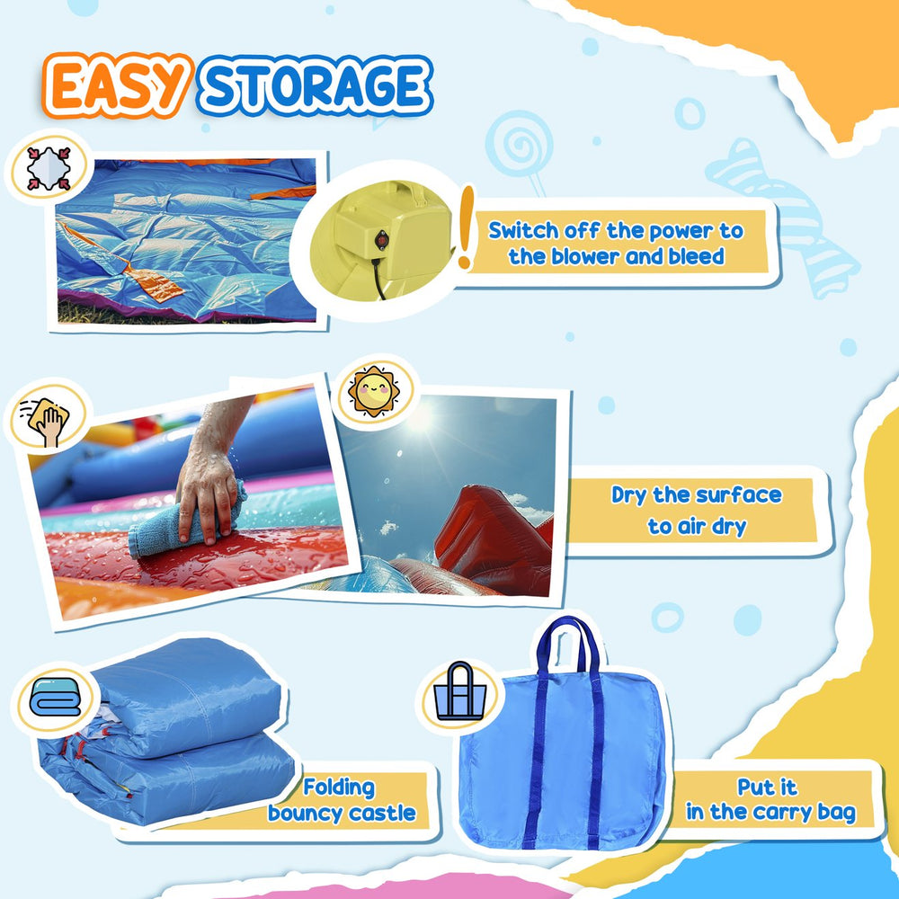 English Elm Outsunny 6in1 Inflatable Kids Water Park with Slide Climbing Wall and Bounce Zone W2225P217315