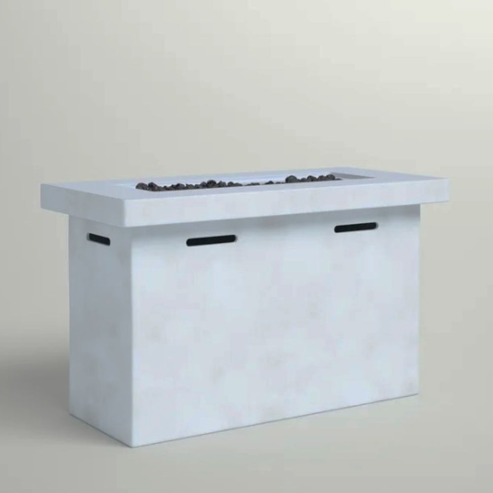 English Elm 25" Fiber-Reinforced Concrete Propane Outdoor Fire Pit Table with Hidden Tank, Cover, Lava Rocks, Weather-Resistant Gray B120P203038