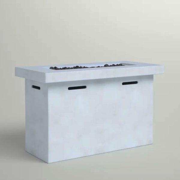 English Elm 25" Fiber-Reinforced Concrete Propane Outdoor Fire Pit Table with Hidden Tank, Cover, Lava Rocks, Weather-Resistant Gray B120P203038